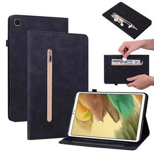 For Samsung Galaxy Tab A7 Lite T220 Skin Feel Solid Color Zipper Leather Tablet Case(Black)