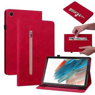 For Samsung Galaxy Tab А8 10.5 SM-X200 Skin Feel Solid Color Zipper Leather Tablet Case(Red)
