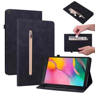 For Samsung Galaxy Tab A 10.1 2019 T510 Skin Feel Solid Color Zipper Leather Tablet Case(Black)