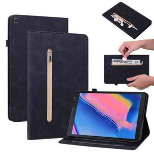 For Samsung Tab A 8.0 2019 8.0 T290 Skin Feel Solid Color Zipper Leather Tablet Case(Black)