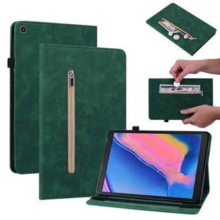 For Samsung Tab A 8.0 2019 8.0 T290 Skin Feel Solid Color Zipper Leather Tablet Case(Green)