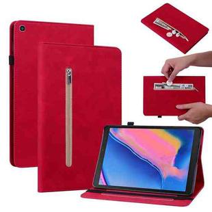 For Samsung Tab A 8.0 2019 8.0 T290 Skin Feel Solid Color Zipper Leather Tablet Case(Red)