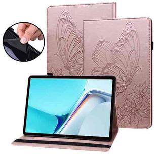 For Huawei MatePad 11 2021 Big Butterfly Embossed Leather Tablet Case(Rose Gold)