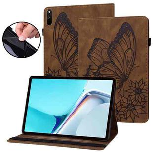 For Huawei MatePad 11 2021 Big Butterfly Embossed Leather Tablet Case(Brown)