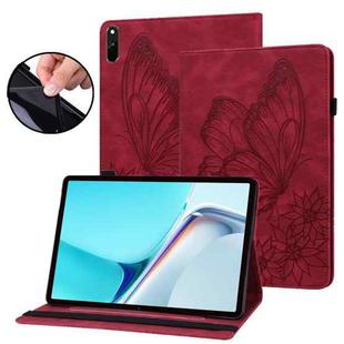 For Huawei MatePad 11 2021 Big Butterfly Embossed Leather Tablet Case(Red)