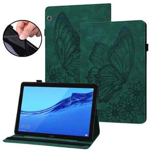 For Huawei MediaPad T3 10 Big Butterfly Embossed Leather Tablet Case(Green)