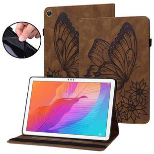 For Huawei MatePad T 10s Big Butterfly Embossed Leather Tablet Case(Brown)