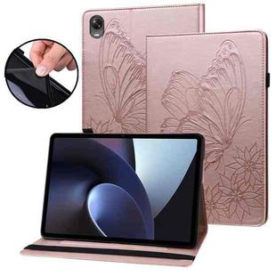 For OPPO Pad 11 inch 2022 Big Butterfly Embossed Leather Tablet Case(Rose Gold)