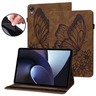 For OPPO Pad 11 inch 2022 Big Butterfly Embossed Leather Tablet Case(Brown)