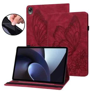 For OPPO Pad 11 inch 2022 Big Butterfly Embossed Leather Tablet Case(Red)