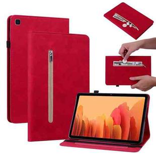 For Samsung Galaxy Tab A7 10.4 2020 SM-T500 Skin Feel Solid Color Zipper Smart Leather Tablet Case(Red)