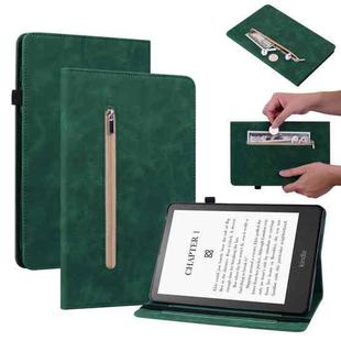 For Amazon Kindle Paperwhite 5 2021 Skin Feel Solid Color Zipper Smart Leather Tablet Case(Green)