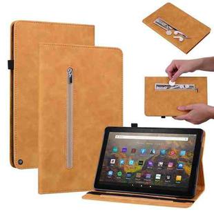 For Amazon Kindle HD 8 2020 Skin Feel Solid Color Zipper Smart Leather Tablet Case(Yellow)
