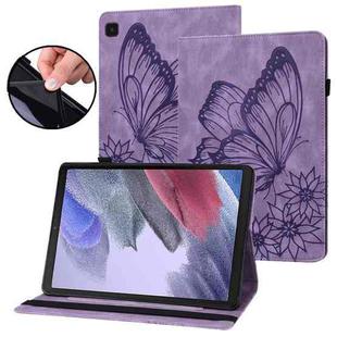 For Samsung Galaxy Tab A7 Lite T220/T225 Big Butterfly Embossed Leather Tablet Case(Purple)
