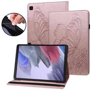 For Samsung Galaxy Tab A7 Lite T220/T225 Big Butterfly Embossed Leather Tablet Case(Rose Gold)
