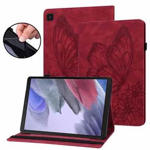 For Samsung Galaxy Tab A7 Lite T220/T225 Big Butterfly Embossed Leather Tablet Case(Red)