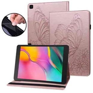 For Samsung Galaxy Tab A 8.0 2019 T290/T295 Big Butterfly Embossed Leather Tablet Case(Rose Gold)
