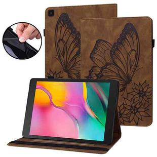 For Samsung Galaxy Tab A 8.0 2019 T290/T295 Big Butterfly Embossed Leather Tablet Case(Brown)