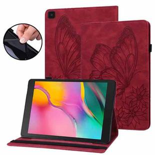 For Samsung Galaxy Tab A 8.0 2019 T290/T295 Big Butterfly Embossed Leather Tablet Case(Red)