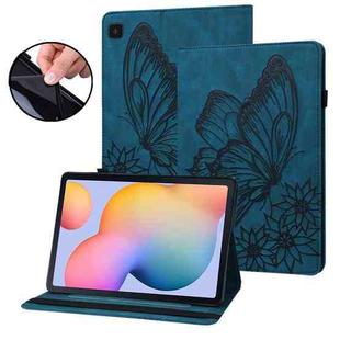 For Samsung Galaxy Tab S6 Lite P610 Big Butterfly Embossed Smart Leather Tablet Case(Blue)