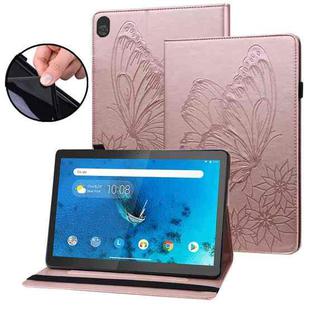 For Lenovo Tab M10 X505L Big Butterfly Embossed Leather Tablet Case(Rose Gold)