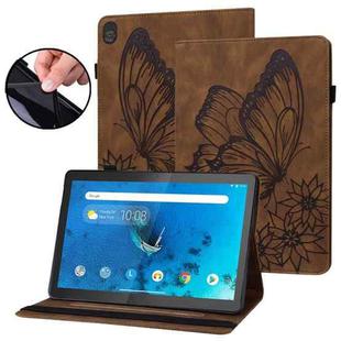 For Lenovo Tab M10 X505L Big Butterfly Embossed Leather Tablet Case(Brown)