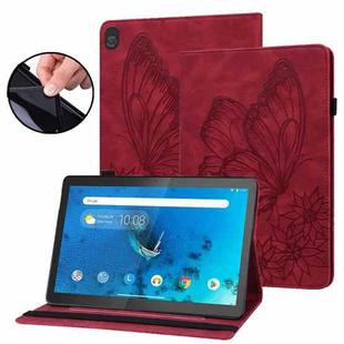 For Lenovo Tab M10 X505L Big Butterfly Embossed Leather Tablet Case(Red)