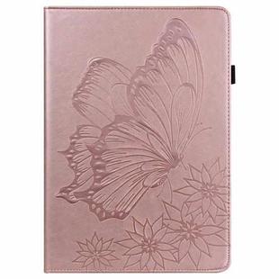 For Lenovo Tab M10 Plus 10.6 3rd Gen 2022 Big Butterfly Embossed Leather Tablet Case(Rose Gold)