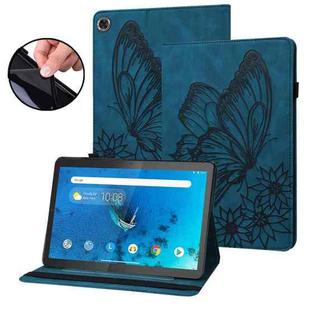 For Lenovo M10 Plus X606F Big Butterfly Embossed Leather Tablet Case(Blue)