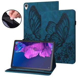 For Lenovo Tab P11 Big Butterfly Embossed Leather Tablet Case(Blue)