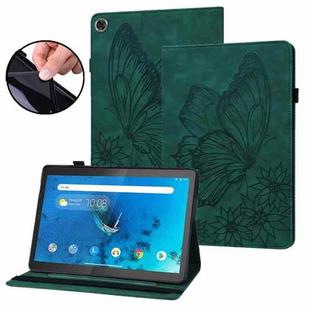 For Lenovo Tab M10 HD 2nd Gen Big Butterfly Embossed Leather Tablet Case(Green)