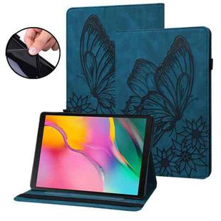 For Amazon Kindle Paperwhite 4 / 3 / 2 / 1 Big Butterfly Embossed Smart Leather Tablet Case(Blue)