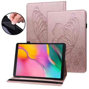 For Amazon Kindle Paperwhite 4 / 3 / 2 / 1 Big Butterfly Embossed Smart Leather Tablet Case(Rose Gold)