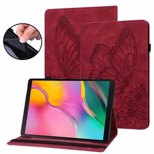 For Amazon Kindle Paperwhite 5 Big Butterfly Embossed Smart Leather Tablet Case(Red)