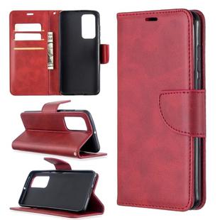 For Huawei P40 Retro Lambskin Texture Pure Color Horizontal Flip PU Leather Case with Holder & Card Slots & Wallet & Lanyard(Red)