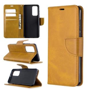 For Huawei P40 Retro Lambskin Texture Pure Color Horizontal Flip PU Leather Case with Holder & Card Slots & Wallet & Lanyard(Yellow)