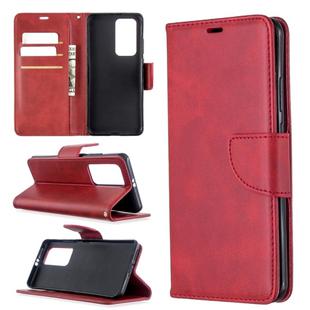 For Huawei P40 Pro Retro Lambskin Texture Pure Color Horizontal Flip PU Leather Case with Holder & Card Slots & Wallet & Lanyard(Red)