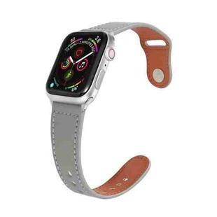 Nail Silver Buckle Leather Watch Band For Apple Watch Series 9&8&7 41mm / SE 3&SE 2&6&SE&5&4 40mm / 3&2&1 38mm(Grey)