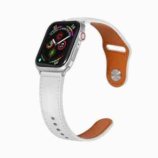 Nail Silver Buckle Leather Watch Band For Apple Watch Ultra 49mm&Watch Ultra 2 49mm / Series 9&8&7 45mm / SE 3&SE 2&6&SE&5&4 44mm / 3&2&1 42mm(White)