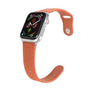 Nail Silver Buckle Leather Watch Band For Apple Watch Ultra 49mm&Watch Ultra 2 49mm / Series 9&8&7 45mm / SE 3&SE 2&6&SE&5&4 44mm / 3&2&1 42mm(Orange)