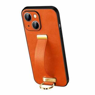 For iPhone 13 SULADA Cool Series PC + Leather Texture Skin Feel Shockproof Phone Case (Orange)