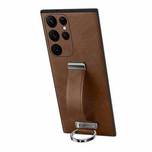 For Samsung Galaxy S22 Ultra 5G SULADA Cool Series PC + Leather Texture Skin Feel Shockproof Phone Case(Brown)