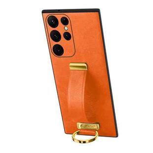 For Samsung Galaxy S22 Ultra 5G SULADA Cool Series PC + Leather Texture Skin Feel Shockproof Phone Case(Orange)