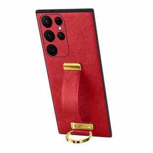 For Samsung Galaxy S22 Ultra 5G SULADA Cool Series PC + Leather Texture Skin Feel Shockproof Phone Case(Red)