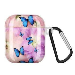 Painted Plastic Wireless Earphone Protective Case For AirPods 1 / 2(Purple Butterfly)
