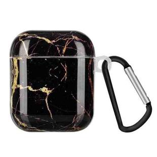 Painted Plastic Wireless Earphone Protective Case For AirPods 1 / 2(Black Gold Marble)