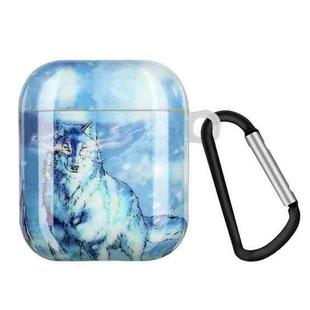 Painted Plastic Wireless Earphone Protective Case For AirPods 1 / 2(Snow Mountain Wolf)