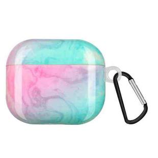 Painted Plastic Wireless Earphone Protective Case For AirPods 3(Pink Green Mable)