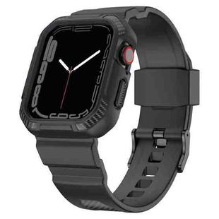 Integrated Carbon Fiber Pattern Silicone Watch Band For Apple Watch Series 8&7 45mm / SE 2&6&SE&5&4 44mm / 3&2&1 42mm(Grey)