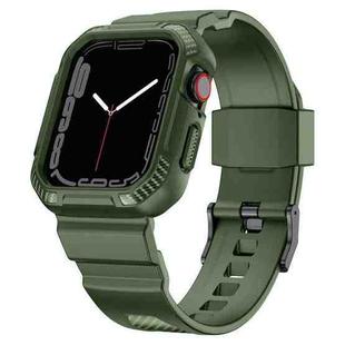Integrated Carbon Fiber Pattern Silicone Watch Band For Apple Watch Series 8&7 45mm / SE 2&6&SE&5&4 44mm / 3&2&1 42mm(Green)